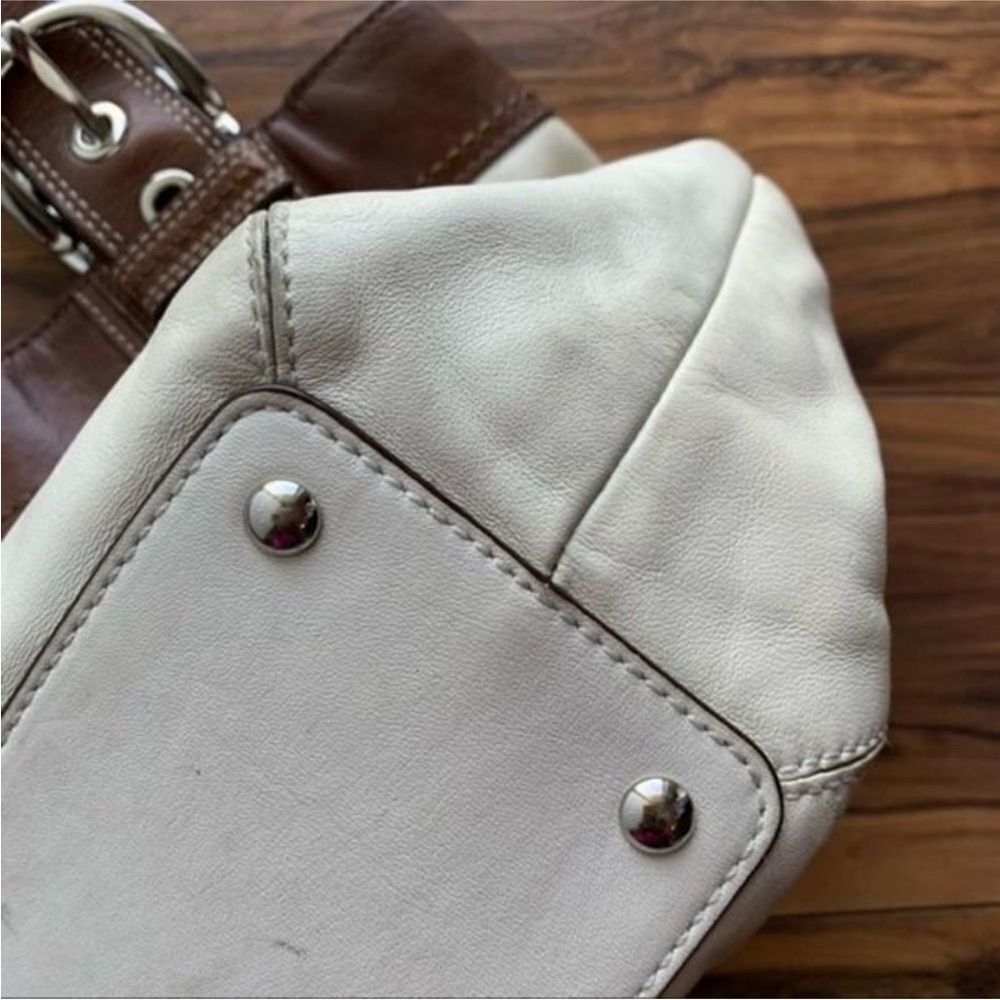 Coach Brown and Cream SoHo Leather Tote Bag - Picture 9 of 11